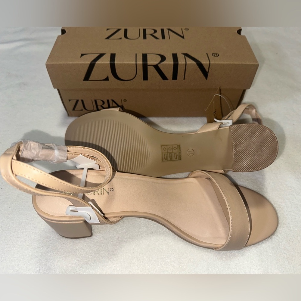 Beige low-heeled sandals for women from the ZURIN brand size 11.          (#71) - Picture 4 of 6